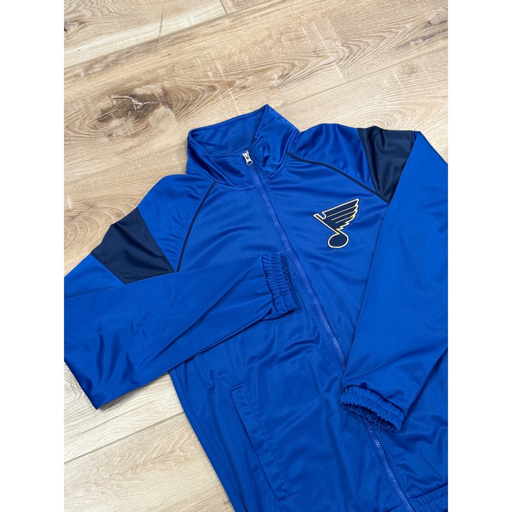 G-III Sports St Louis‎ Blues NHL Track Jacket Blue Mens Small Full Zip Logo